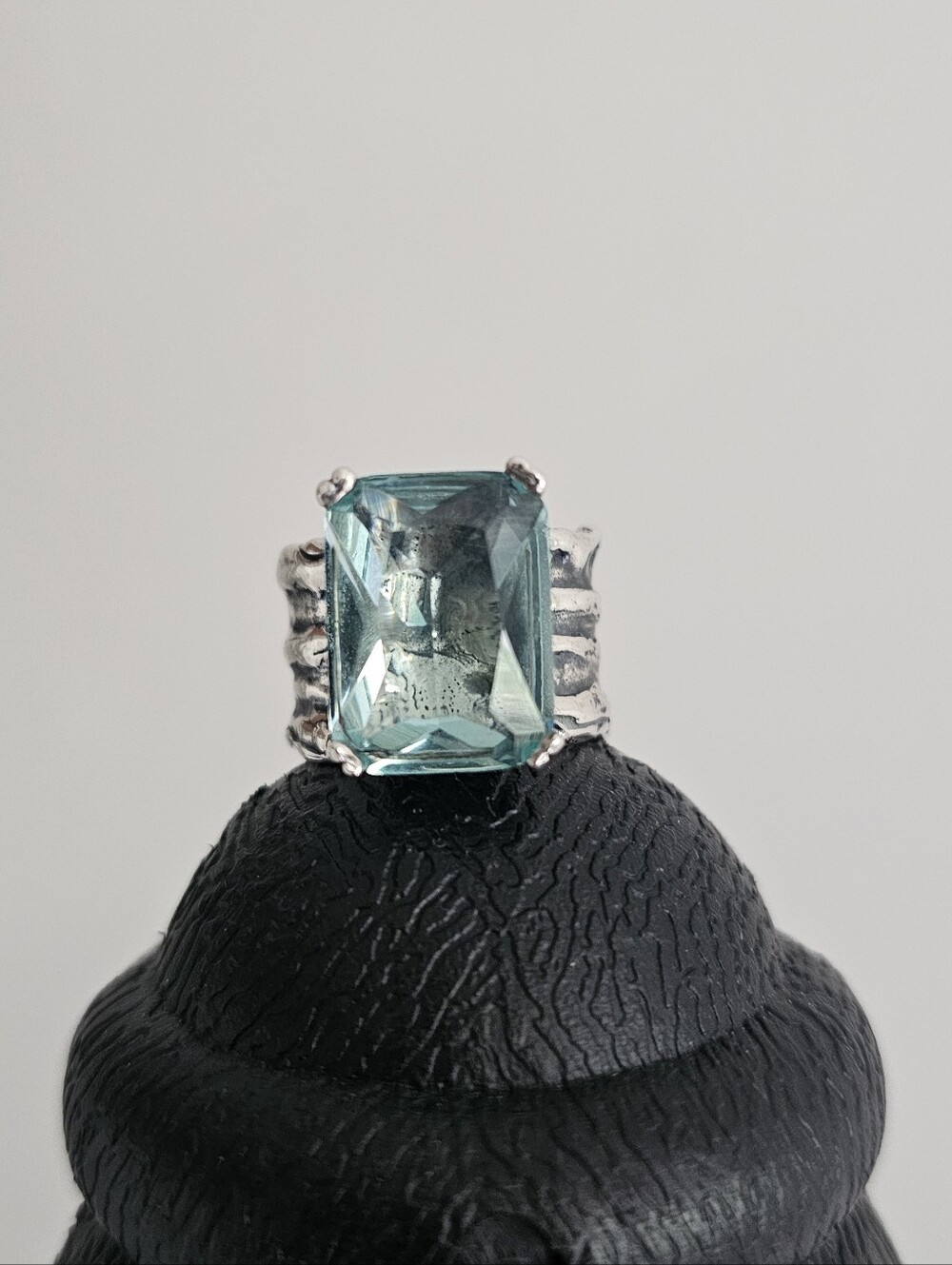 Silpada Retired Sterling Silver Aqua Blue Statement Ring Size 7 - Picture 3 of 7
